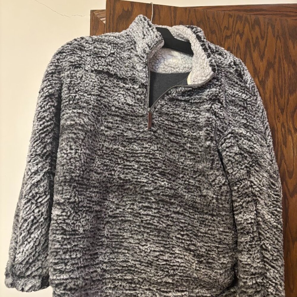 Thread & Supply Lazy Sunday 1/4 Zip Sherpa Pullover in Gray color - Size Large